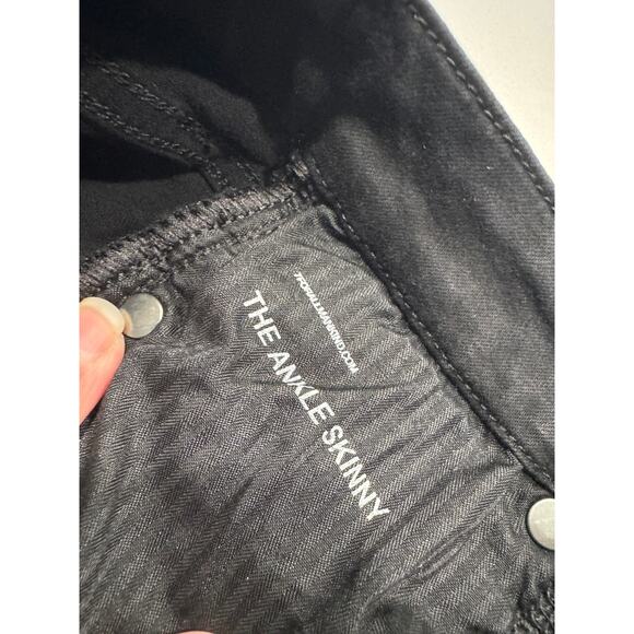 7 For All Mankind The Ankle Skinny Jeans 24 Black 5-Pockets Modal Blend Denim - Picture 8 of 12